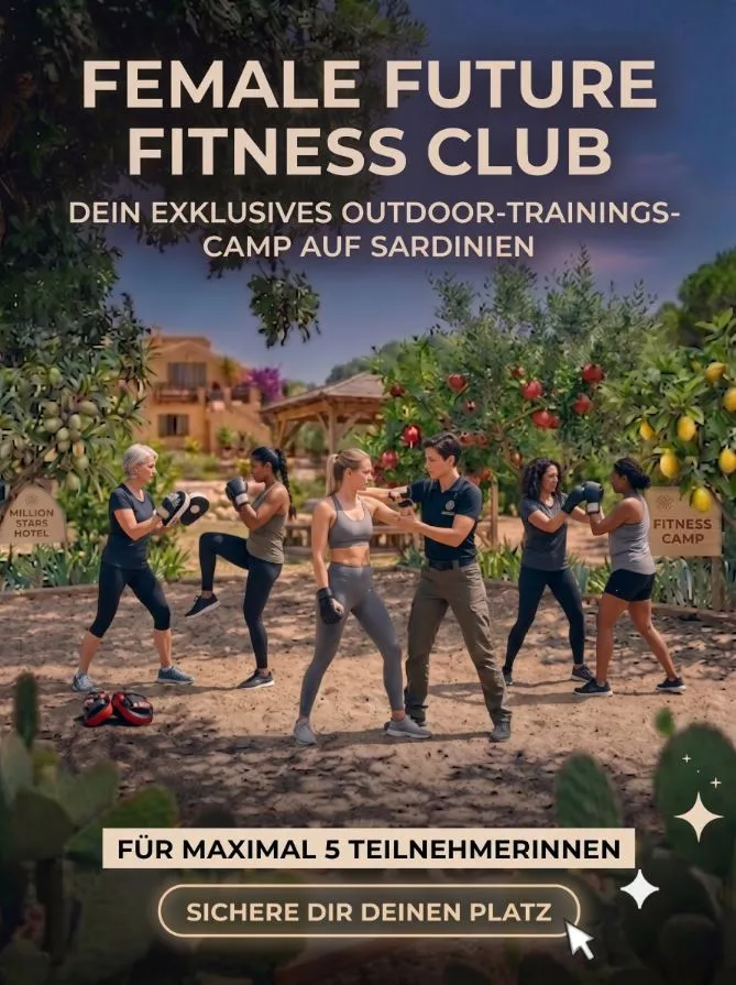 Female Future Fitness Club Glamping Sardinien Meerblick Zelt